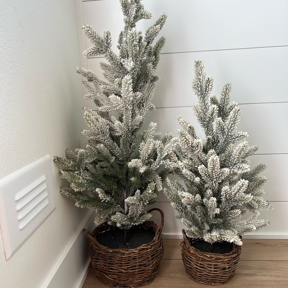 Studio McGee Set of Faux Flocked Christmas Trees